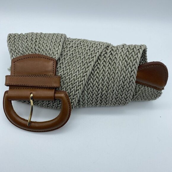 Talbots Tan Cotton Woven Waxed Cord Belt Women's Size L Wide Style 95501 - Picture 3 of 12